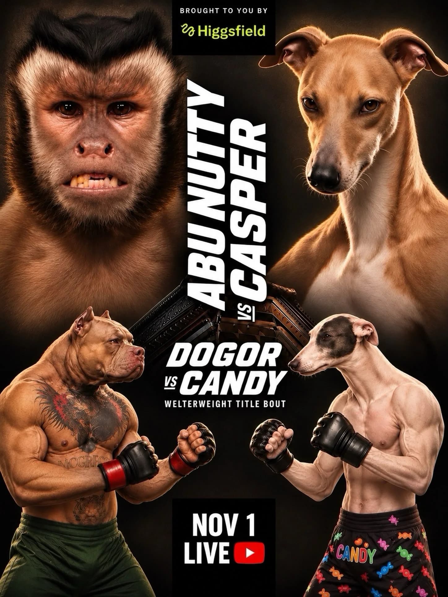 Official Abu Nutty vs Casper and Dogor vs Candy promotional poster advertising November 1