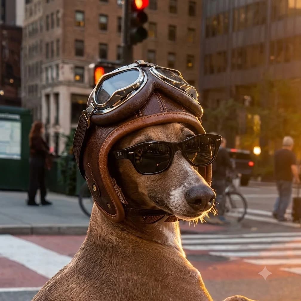 Casper the Italian Greyhound official account avatar: a brown greyhound in an aviator cap, goggles and sunglasses