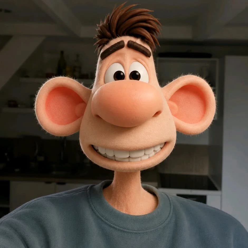 Official Mr. Stretchy avatar used to compare the husband’s oversized ears, nose and upward hair silhouette