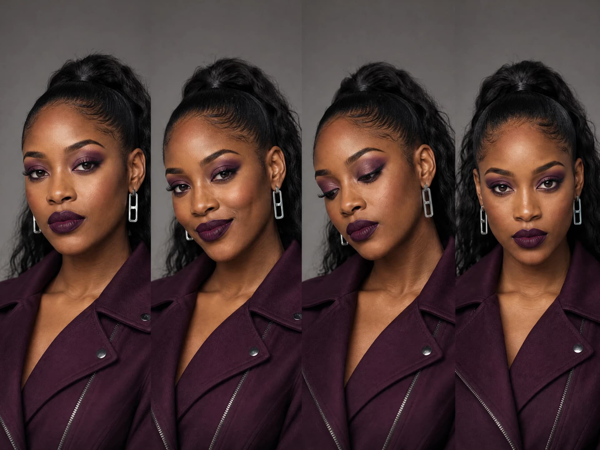 Fictional adult makeup creator in a close portrait study