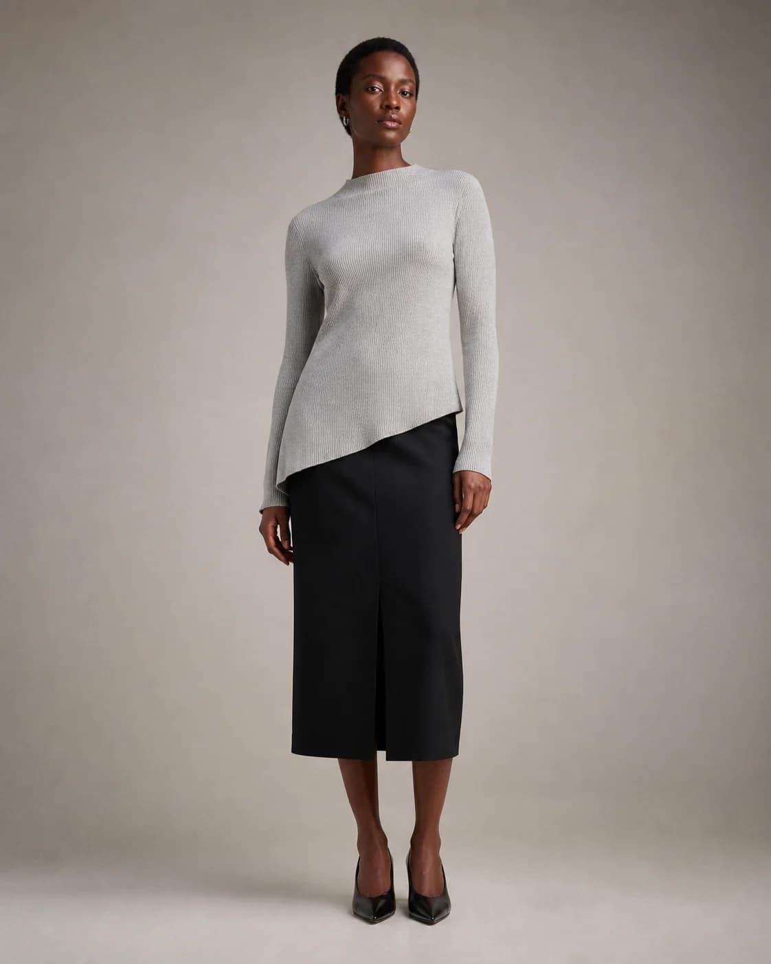 Fictional adult creator in a styled fashion lookbook scene