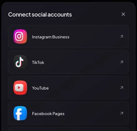 Real Publish account-connection interface with a YouTube connection option.