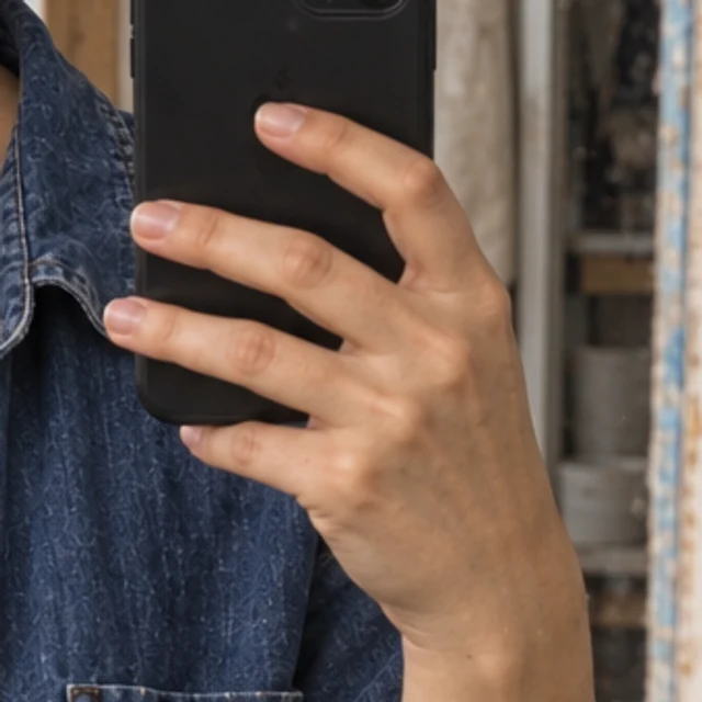 Phone edge and visible hand contact crop from the revised generated mirror example