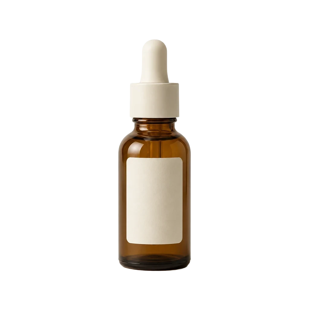 Fictional unbranded serum product on a transparent background