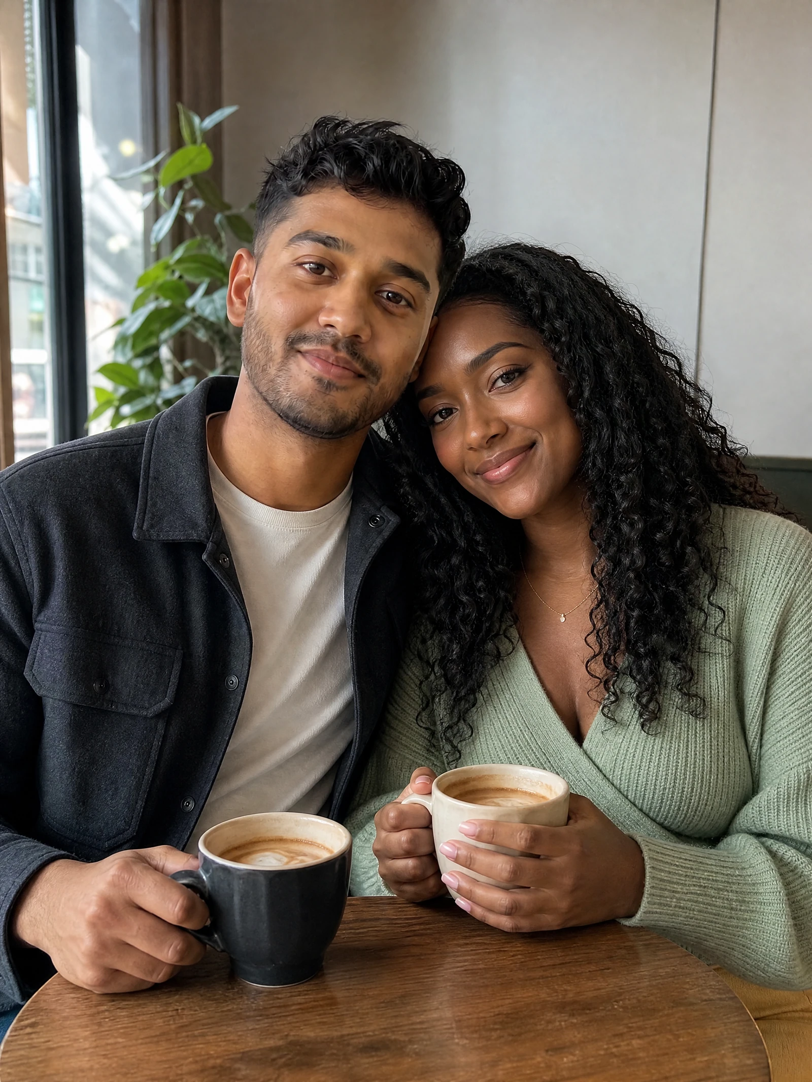 Cozy cafe with an original fictional adult couple