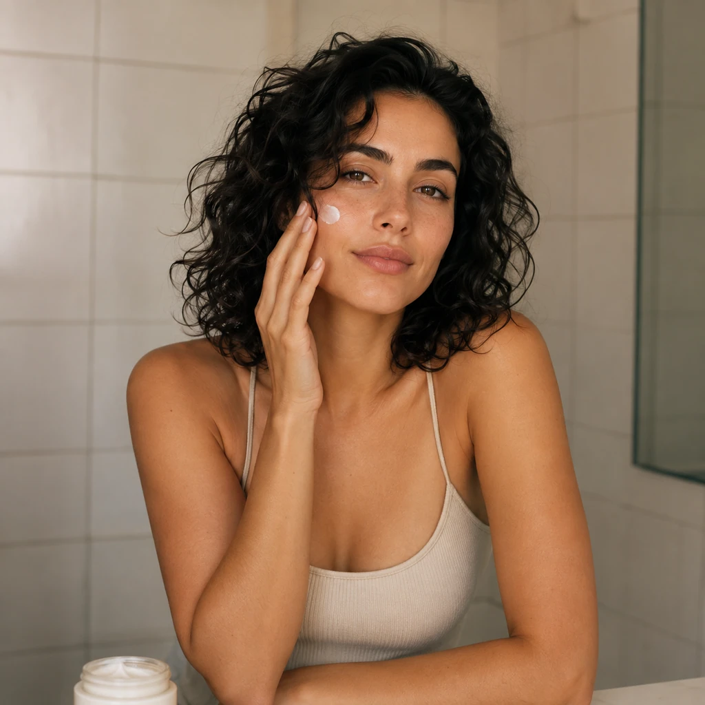 Square fictional adult beauty source image before extension