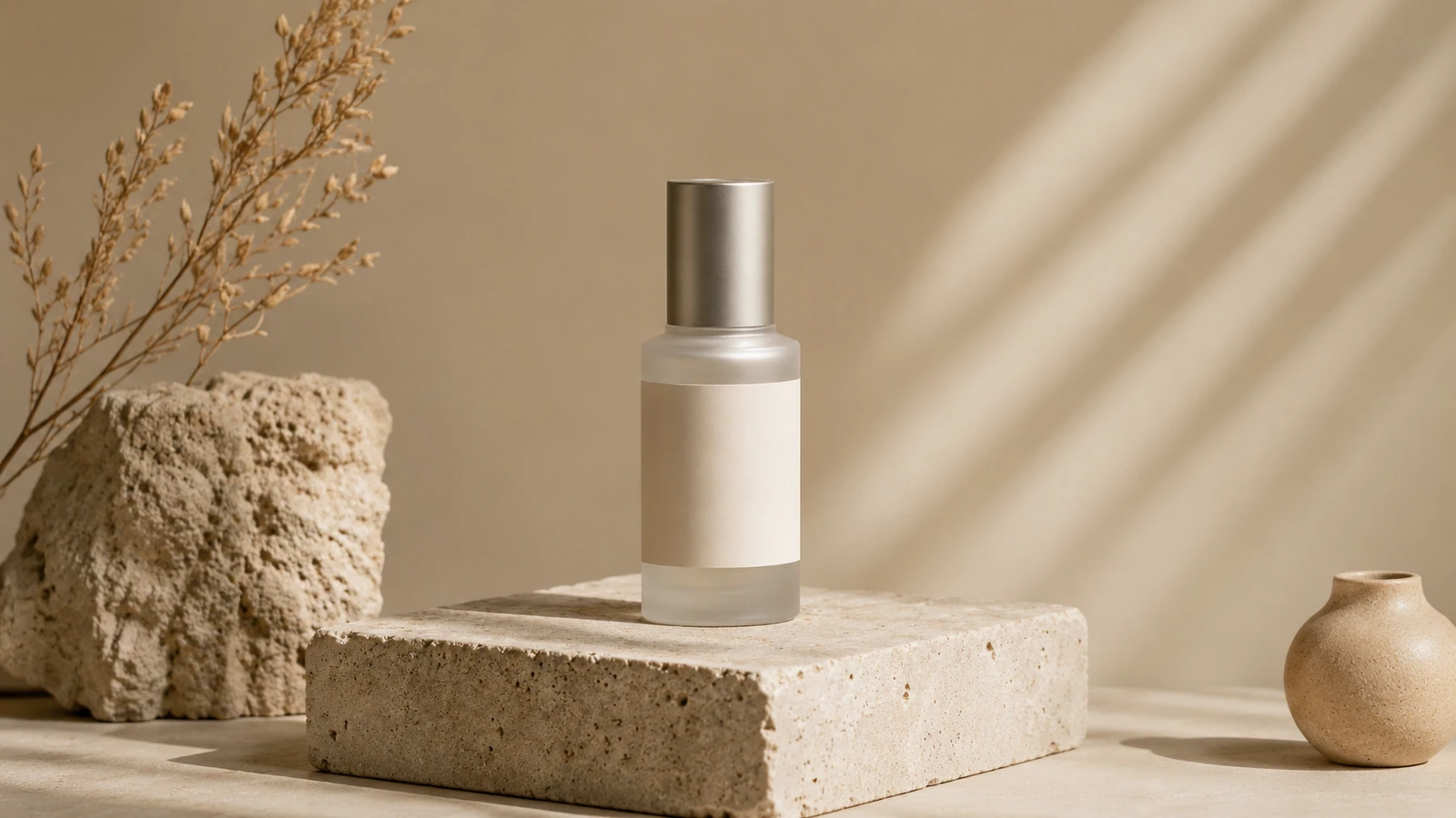 Same unbranded skincare product extended into a wide banner frame