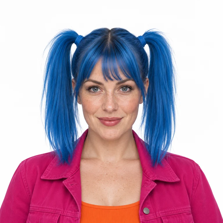 Face 1: Blue pigtail creator, fictional adult reference