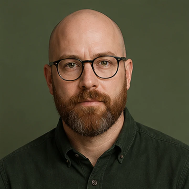 Original fictional adult brand persona portrait