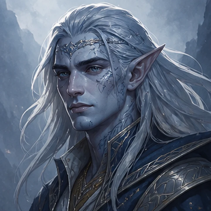 Clearly stylized fictional adult fantasy portrait