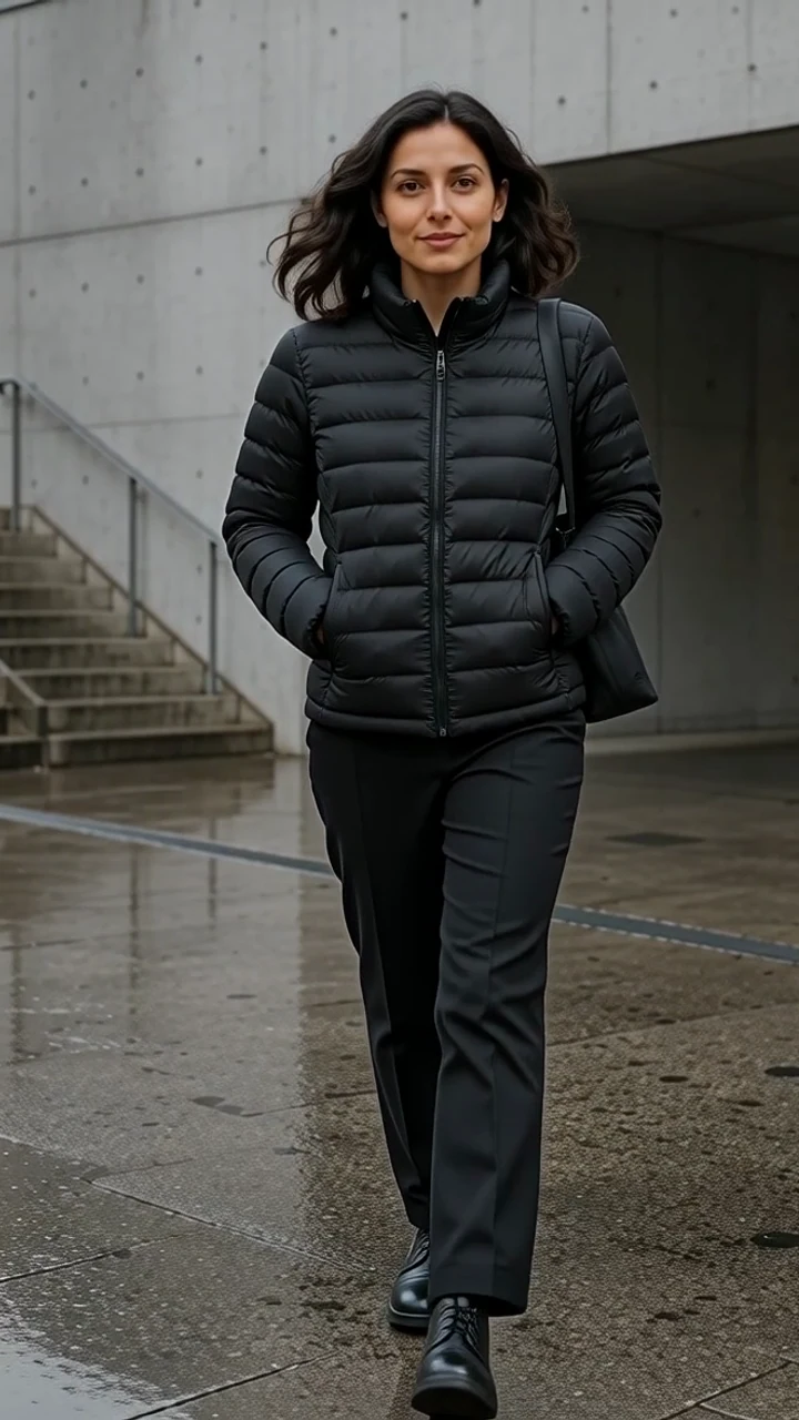 Wan 2.6 Flash video result of a fictional adult fashion creator walking outside a concrete building