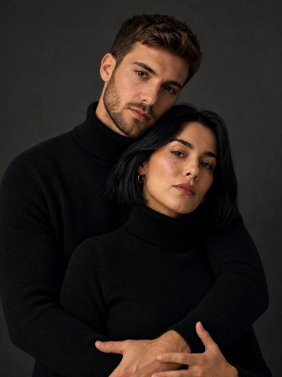 Couple Photoshoot - 3:4: two fictional adults together in an AI-generated couples photo