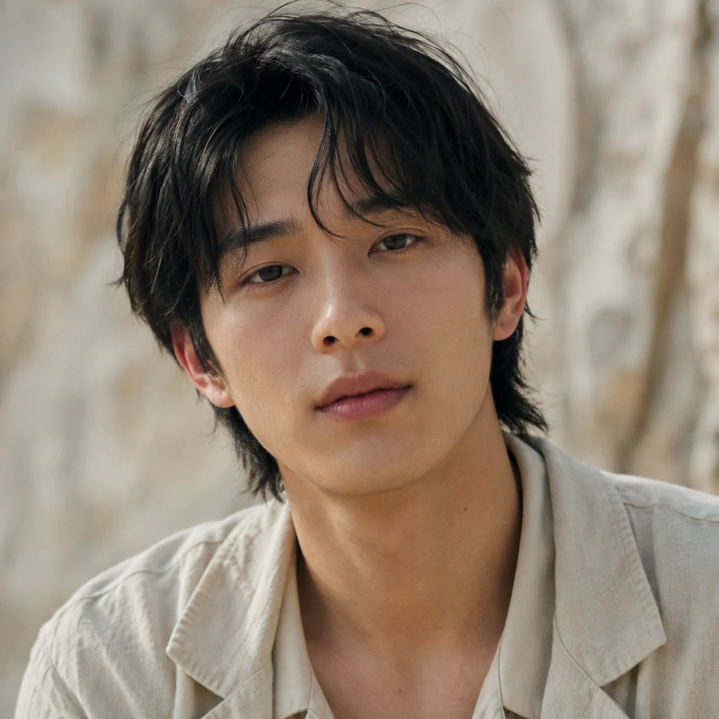 Original fictional adult man with a relaxed expression