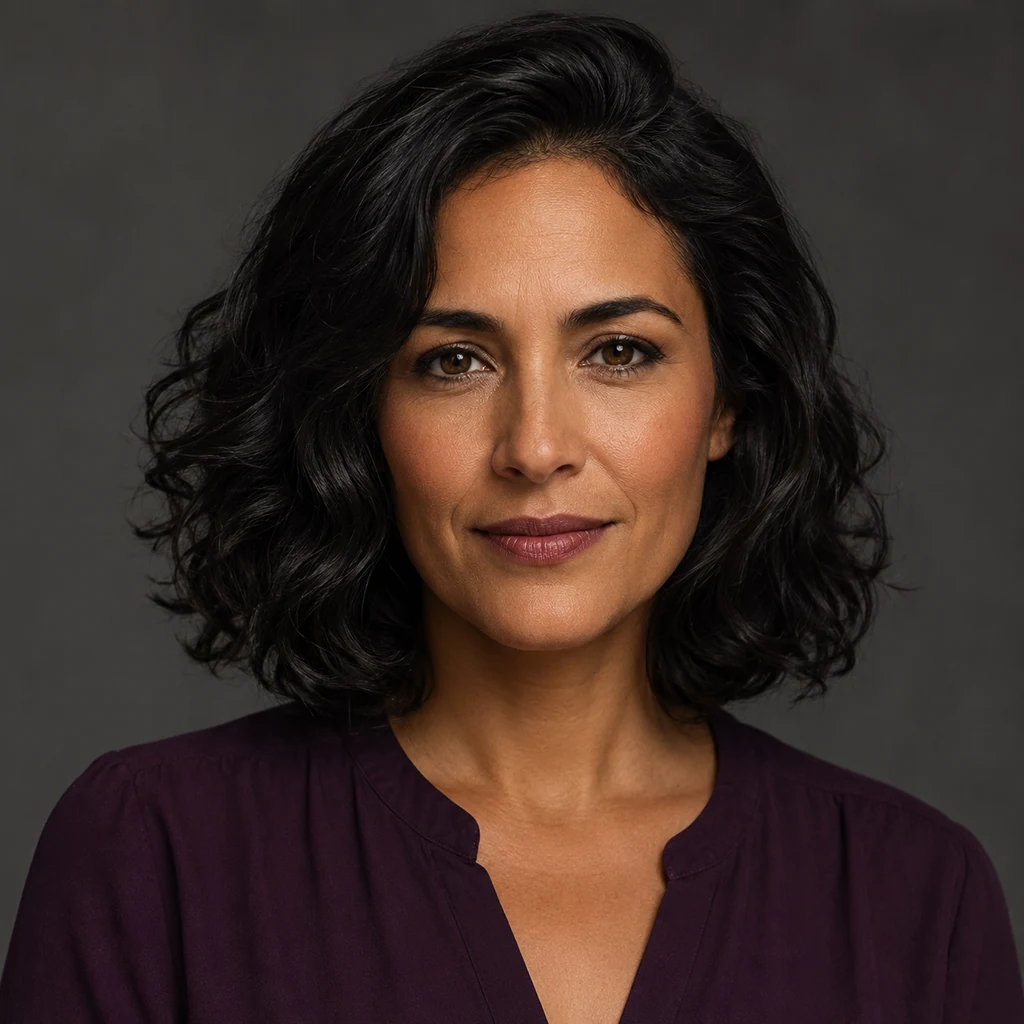 Original fictional adult woman in a profile-ready portrait
