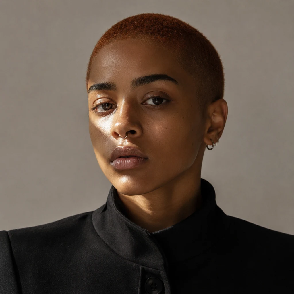 Original fictional nonbinary adult in an editorial portrait
