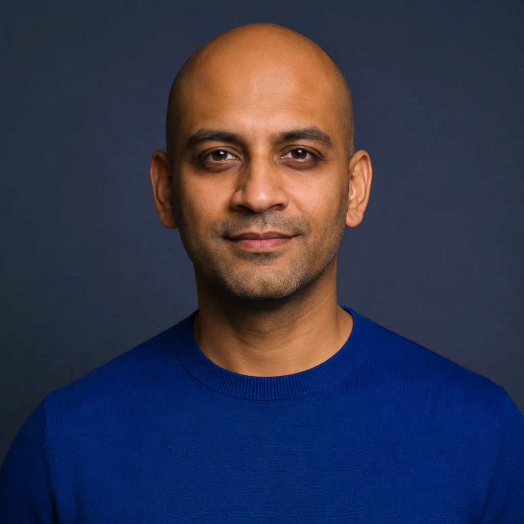 Original fictional adult man in balanced portrait light